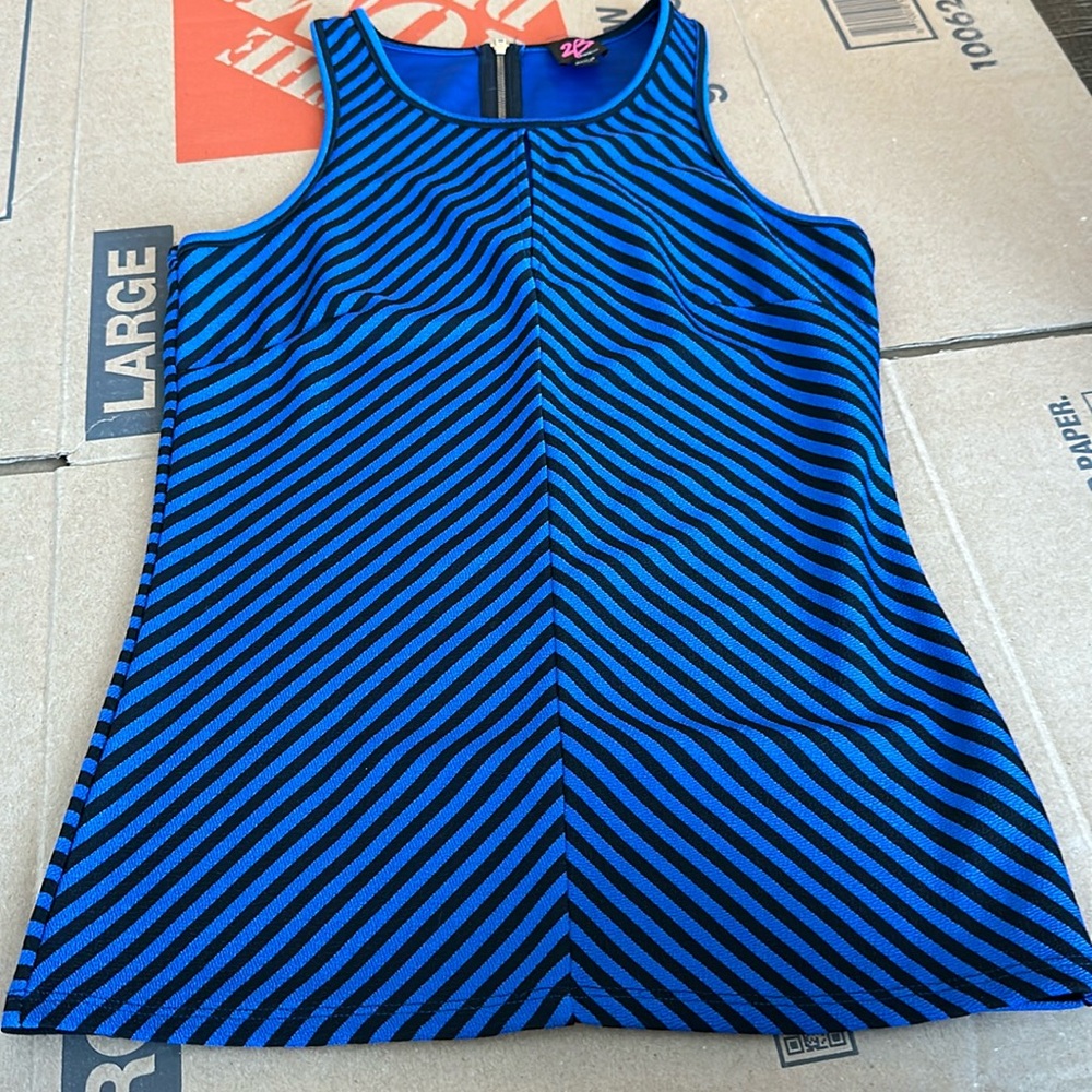 Black and blue striped top